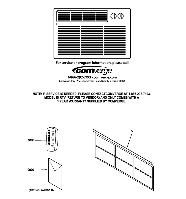 ROOM AIR CONDITIONER Diagram and Parts List for AEG12AMG1  General Electric Air Conditioner