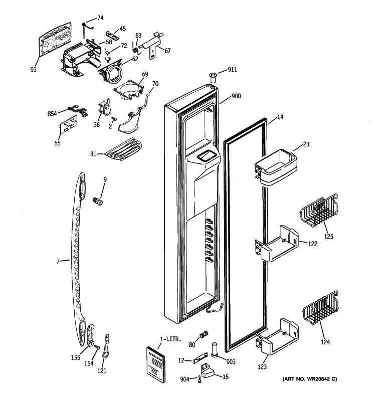 FREEZER DOOR Diagram and Parts List for PSK27THXACCC  General Electric Refrigerator