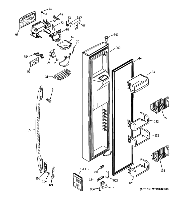 FREEZER DOOR Diagram and Parts List for PSK29VHXACCC  General Electric Refrigerator