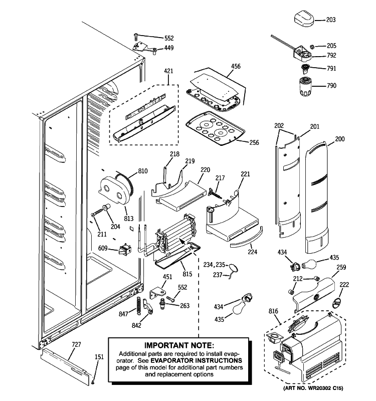 FRESH FOOD SECTION Diagram and Parts List for ZFSB25DXCSS  General Electric Refrigerator