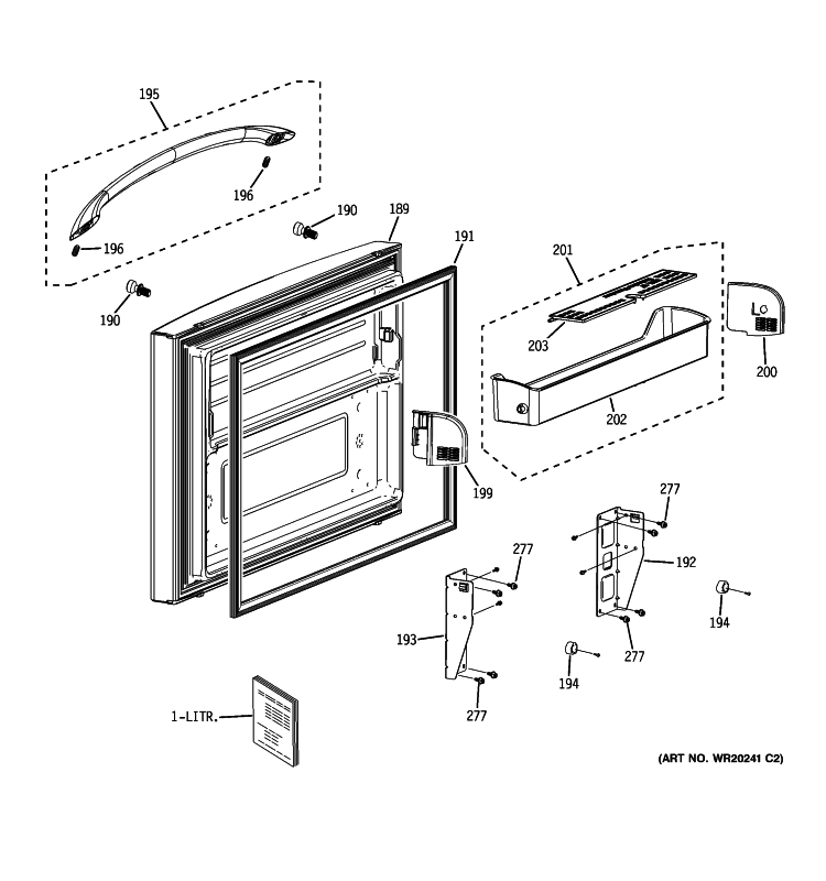 FREEZER DOOR Diagram and Parts List for PFSS6SKXBSS  General Electric Refrigerator