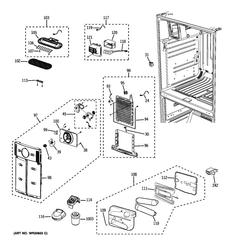 FRESH FOOD SECTION Diagram and Parts List for PFSS6SKXBSS  General Electric Refrigerator