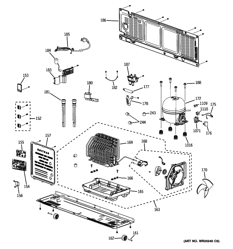 UNIT PARTS Diagram and Parts List for PFSS6SKXBSS  General Electric Refrigerator
