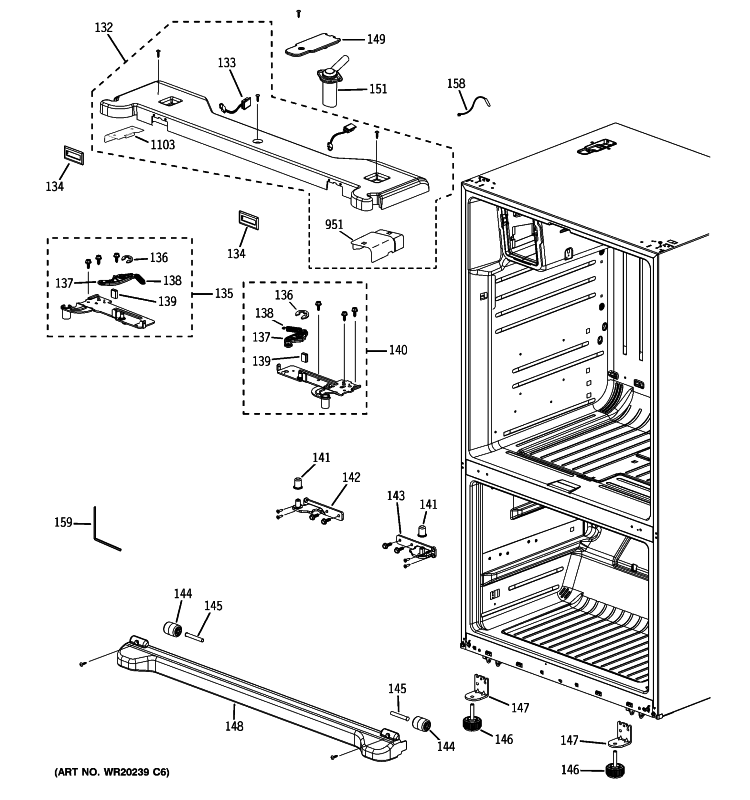 CASE PARTS Diagram and Parts List for PFSS6SMXASS  General Electric Refrigerator