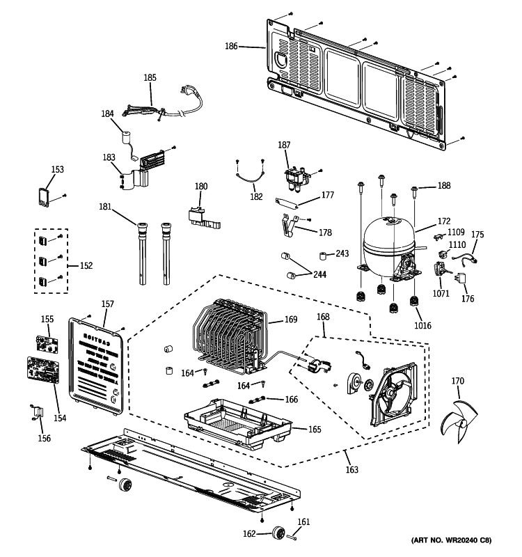 UNIT PARTS Diagram and Parts List for PFSS6SMXBSS  General Electric Refrigerator