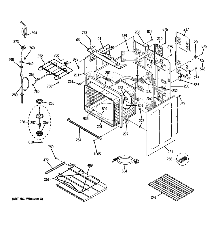 BODY PARTS Diagram and Parts List for PCB969SP1SS  General Electric Range