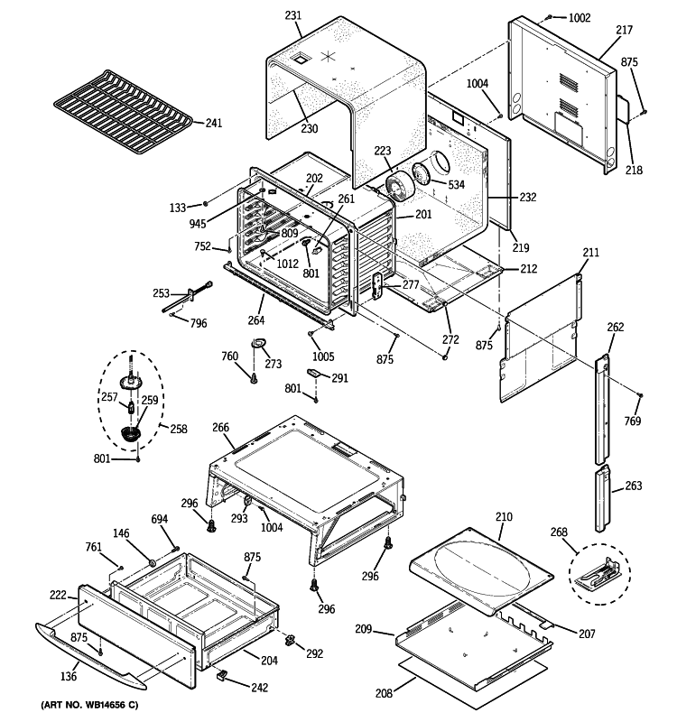 BODY PARTS Diagram and Parts List for PGS908SEM2SS  General Electric Range