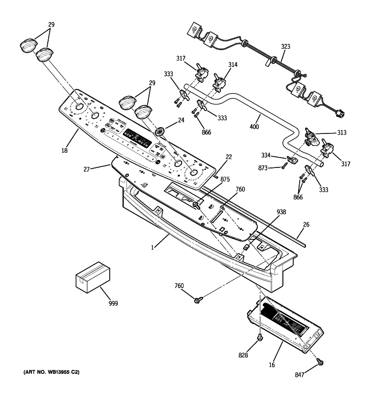 CONTROL PANEL Diagram and Parts List for PGS975WEM3WW  General Electric Range