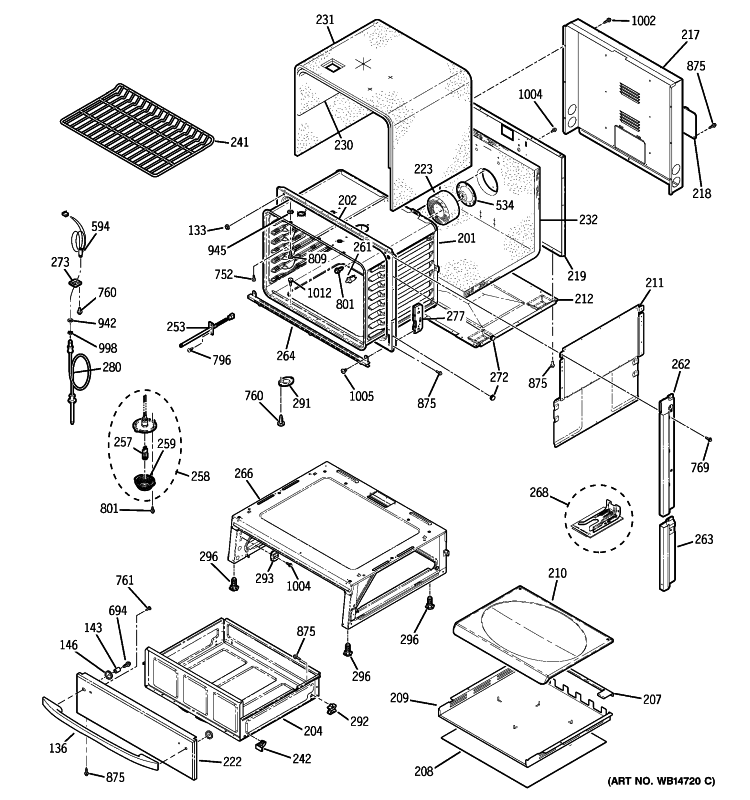 BODY PARTS Diagram and Parts List for PGS975WEM3WW  General Electric Range