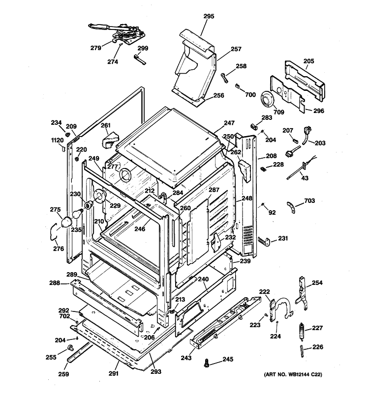 BODY PARTS Diagram and Parts List for RGB745DEP1WH  Hotpoint Range