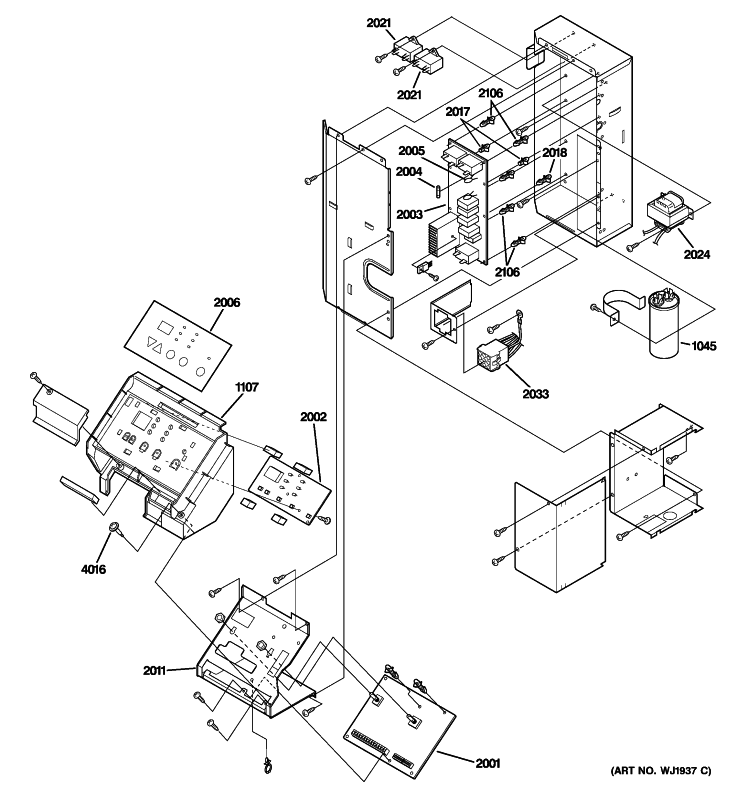 CONTROL PARTS Diagram and Parts List for AZ39H12DABM1  General Electric Air Conditioner