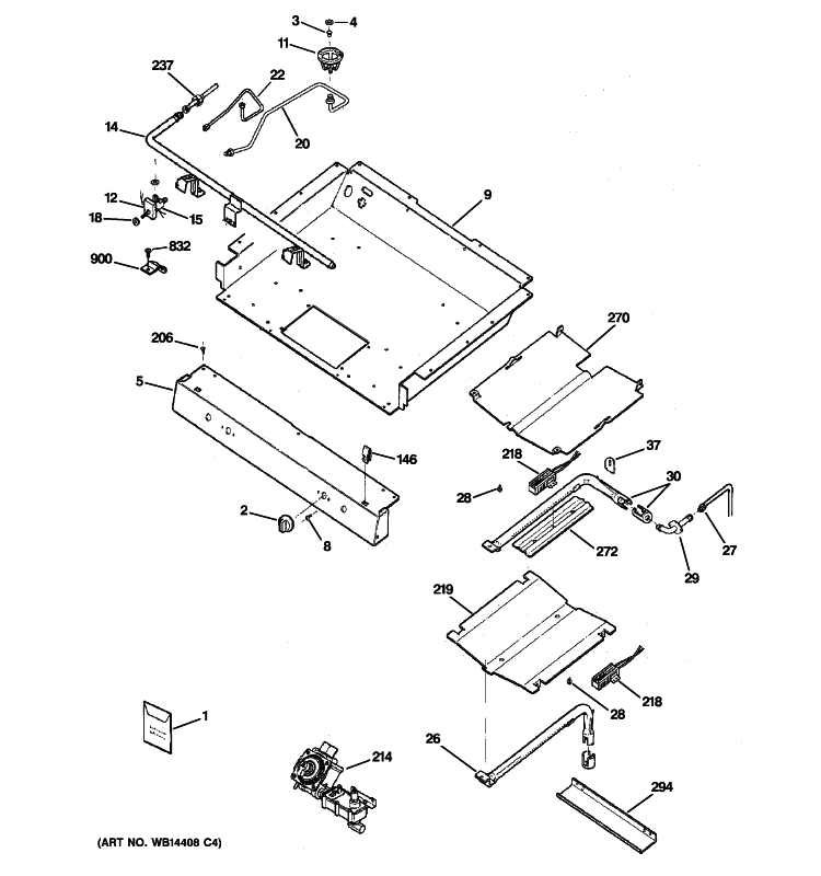 GAS & BURNER PARTS Diagram and Parts List for JGBP28WEK9WW  General Electric Range