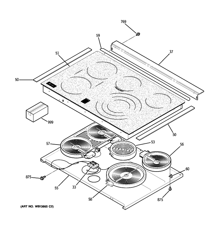 COOKTOP Diagram and Parts List for JSP46SN1SS  General Electric Range