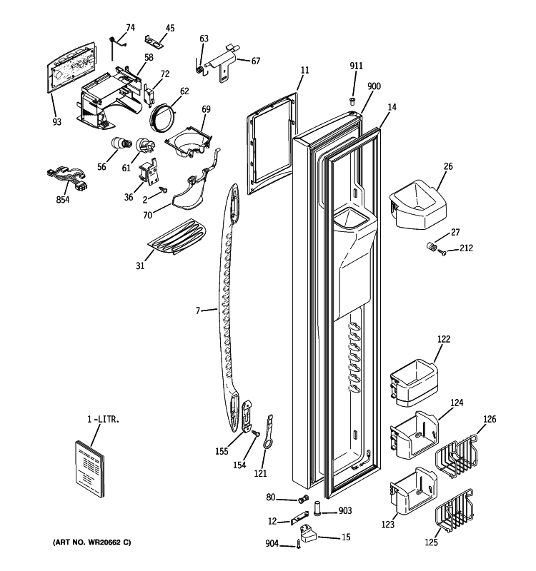 FREEZER DOOR Diagram and Parts List for PSSF3RGXDBB  General Electric Refrigerator