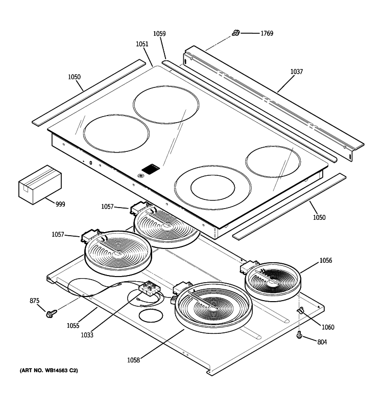 COOKTOP Diagram and Parts List for JSP42DN1CC  General Electric Range