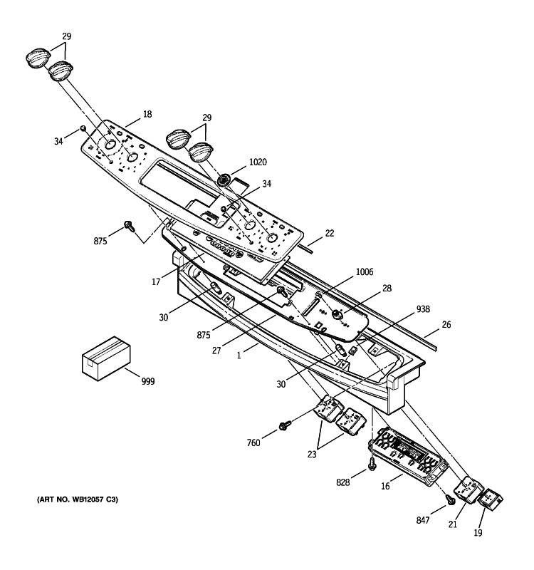 CONTROL PANEL Diagram and Parts List for JSP46DN1BB  General Electric Range