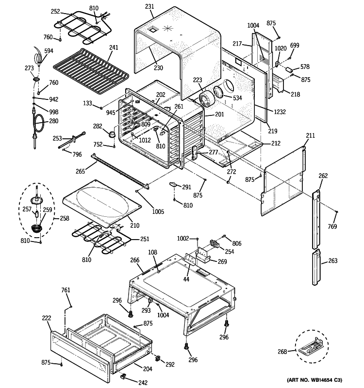 BODY PARTS Diagram and Parts List for JSP46DN1BB  General Electric Range