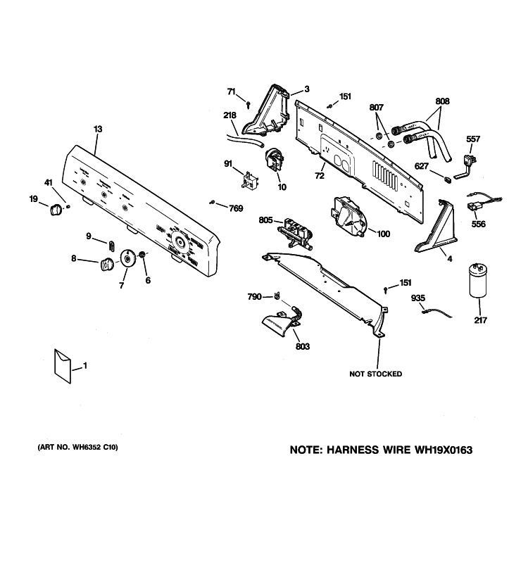 CONTROLS & BACKSPLASH Diagram and Parts List for HLSR1090J7WW  Hotpoint Washer