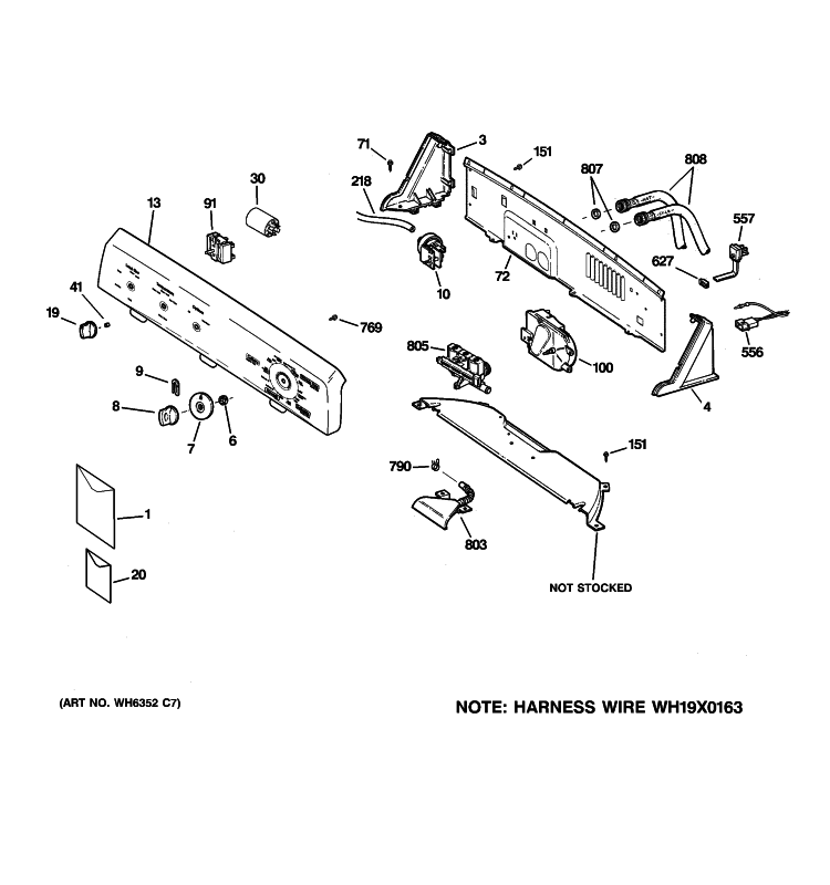 CONTROLS & BACKSPLASH Diagram and Parts List for VBSR3100G5WW  Hotpoint Washer
