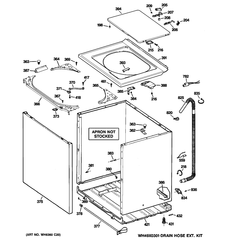 CABINET, COVER & FRONT PANEL Diagram and Parts List for VVSR1030H7WO  Hotpoint Washer