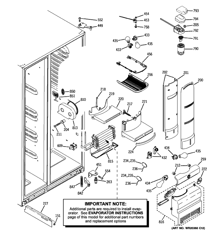 FRESH FOOD SECTION Diagram and Parts List for PJA25YGXAFSV  General Electric Refrigerator