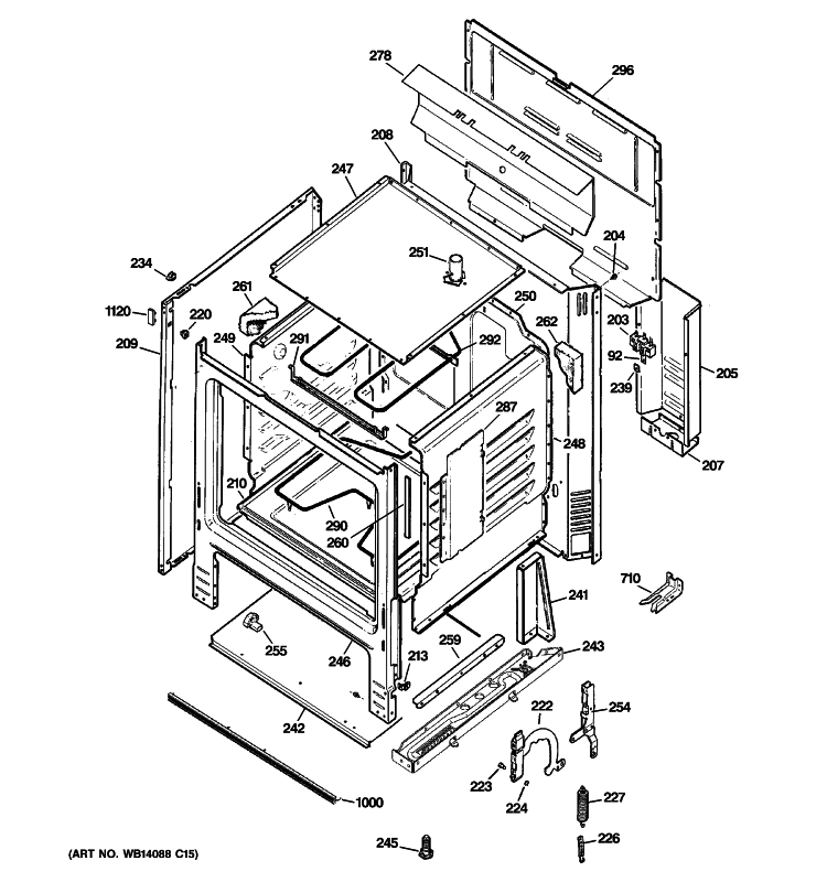 BODY PARTS Diagram and Parts List for ABS300J3WW  General Electric Range