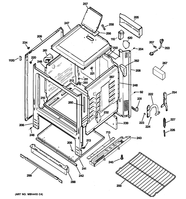 BODY PARTS Diagram and Parts List for AGBS300EP1BB  General Electric Range