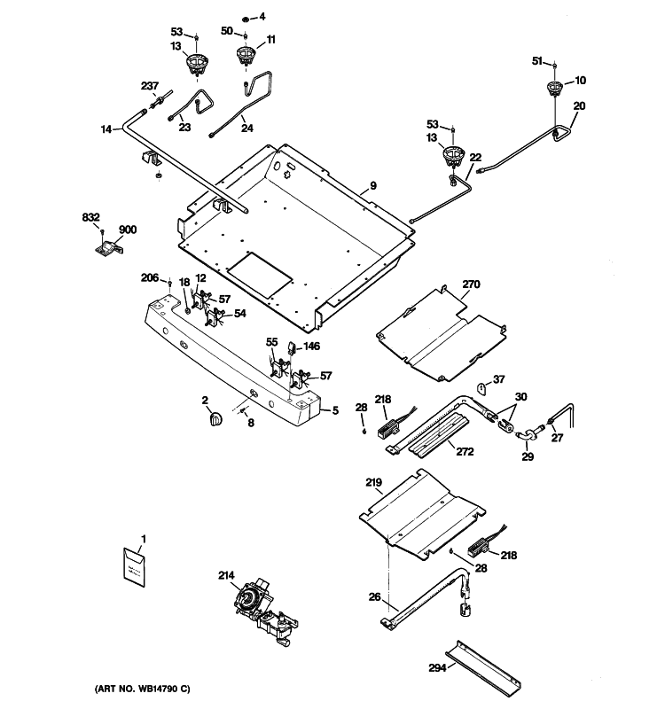 GAS & BURNER PARTS Diagram and Parts List for EGR2000EM5CC  General Electric Range