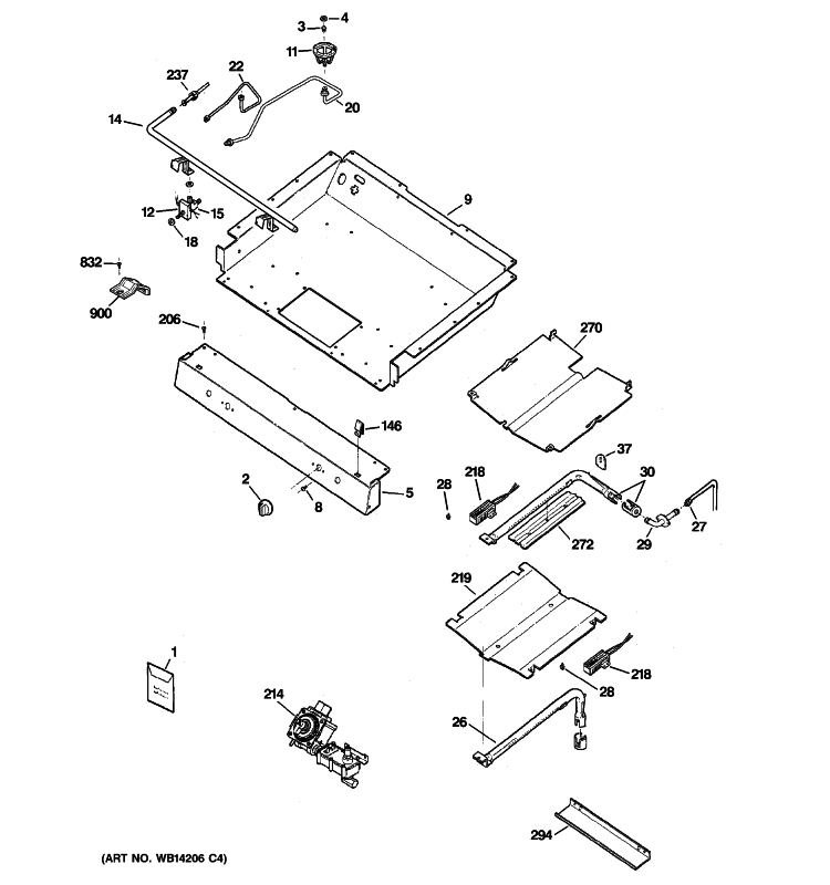 GAS & BURNER PARTS Diagram and Parts List for JGBP25DEM6WW  General Electric Range