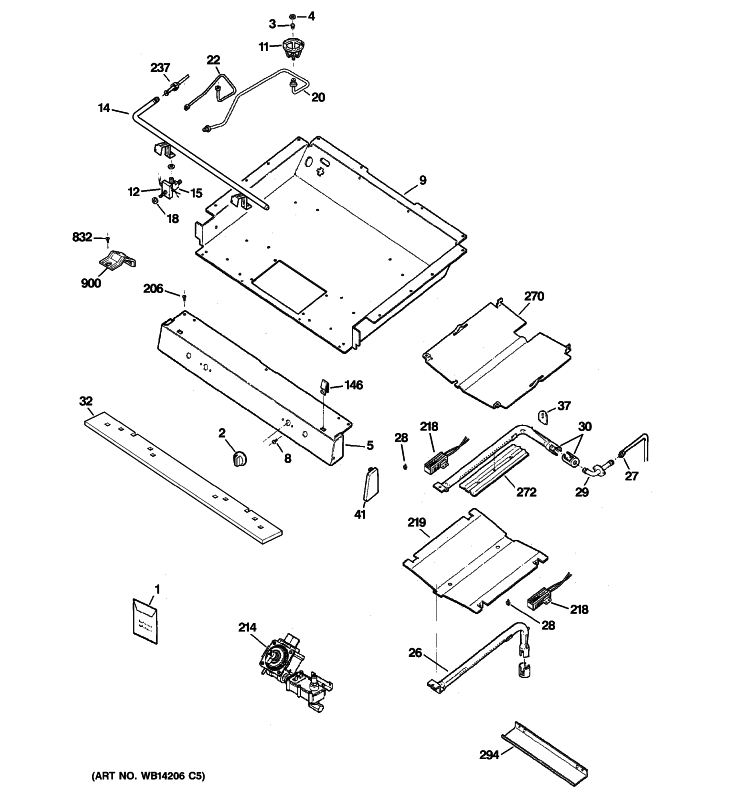 GAS & BURNER PARTS Diagram and Parts List for JGBP25SEN4SS  General Electric Range