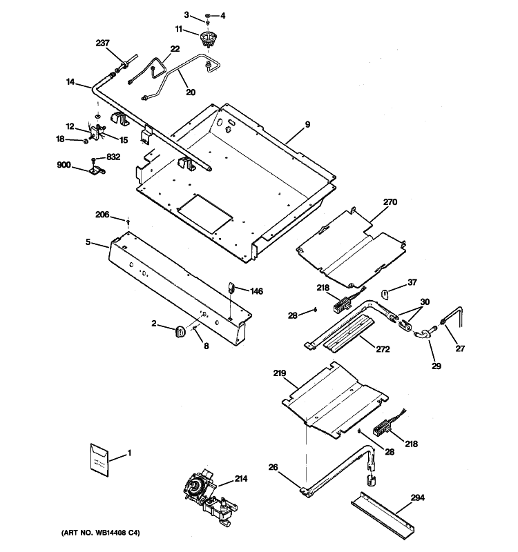 GAS & BURNER PARTS Diagram and Parts List for JGBP28WEK8WW  General Electric Range