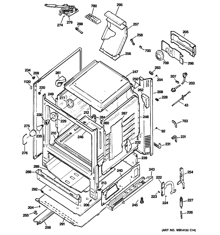 BODY PARTS Diagram and Parts List for JGBP86DEM3WW  General Electric Range