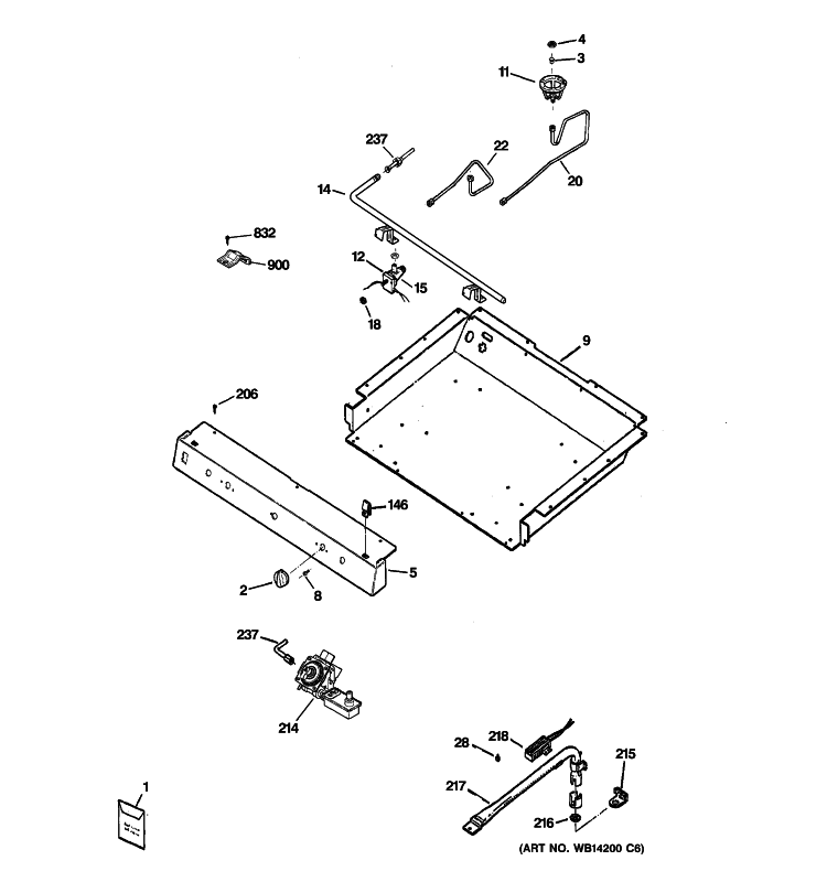 GAS & BURNER PARTS Diagram and Parts List for JGBS19DEN4WW  General Electric Range