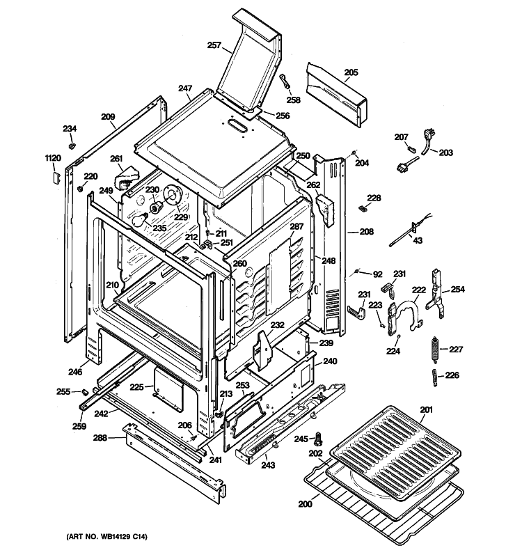 BODY PARTS Diagram and Parts List for JGBS80SEM3SS  General Electric Range