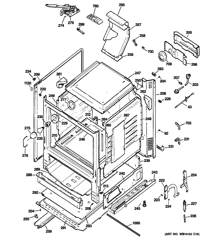 BODY PARTS Diagram and Parts List for JGBP87SEM3SS  General Electric Range
