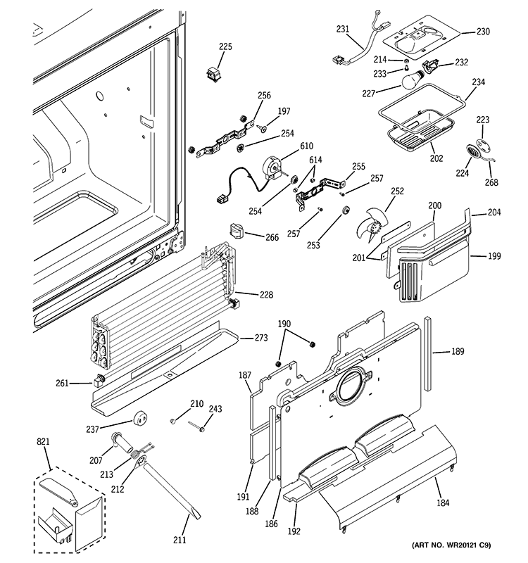FREEZER SECTION Diagram and Parts List for PDCE1NBWADSS  General Electric Refrigerator