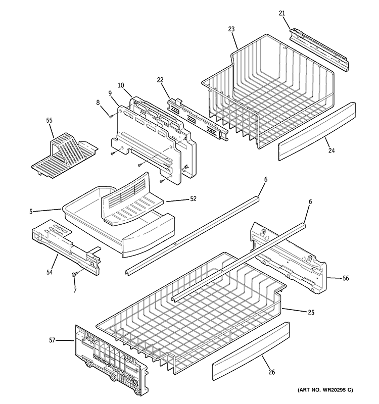 FREEZER SHELVES Diagram and Parts List for PFIE1NFWAABV  General Electric Refrigerator