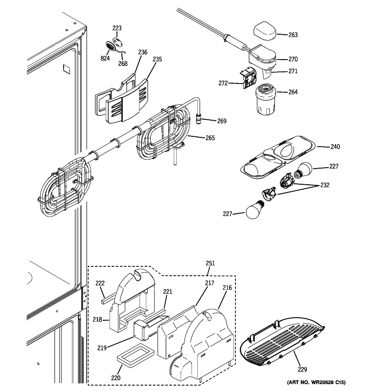 FRESH FOOD SECTION Diagram and Parts List for PFSS5PJYCSS  General Electric Refrigerator