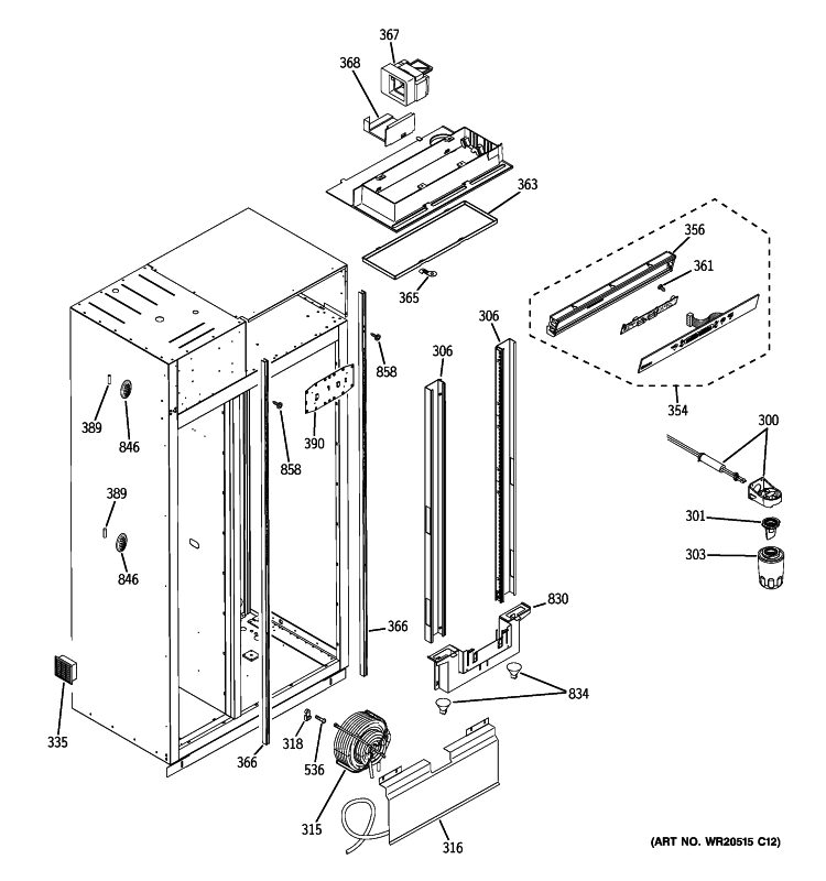 FRESH FOOD SECTION Diagram and Parts List for ZSEP480DYASS  General Electric Refrigerator