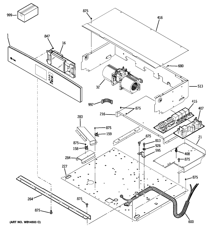 CONTROL PANEL Diagram and Parts List for PT920BM2BB  General Electric Wall Oven