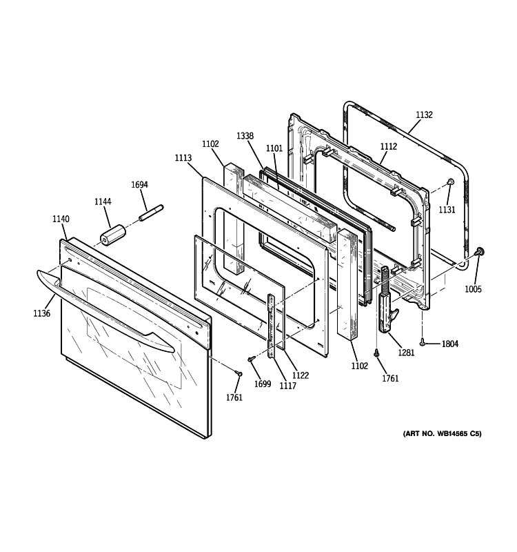 DOOR Diagram and Parts List for JCSP42DN1WW  General Electric Range