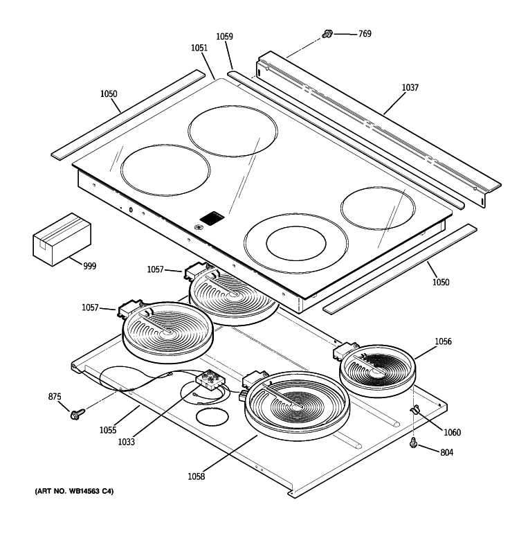 COOKTOP Diagram and Parts List for JCSP42SN1SS  General Electric Range