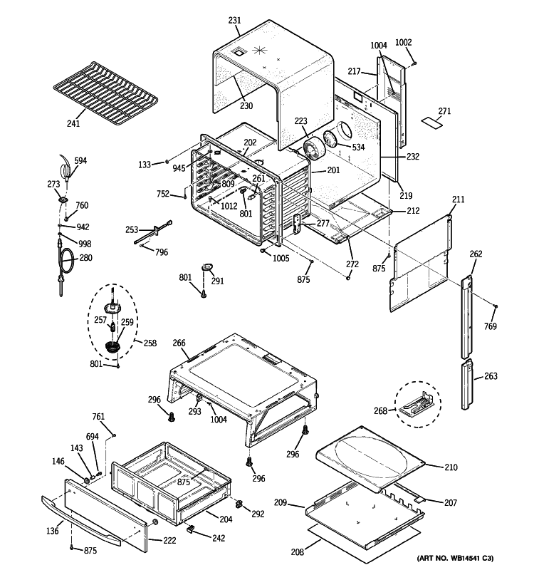BODY PARTS Diagram and Parts List for PGS968TEM3WW  General Electric Range