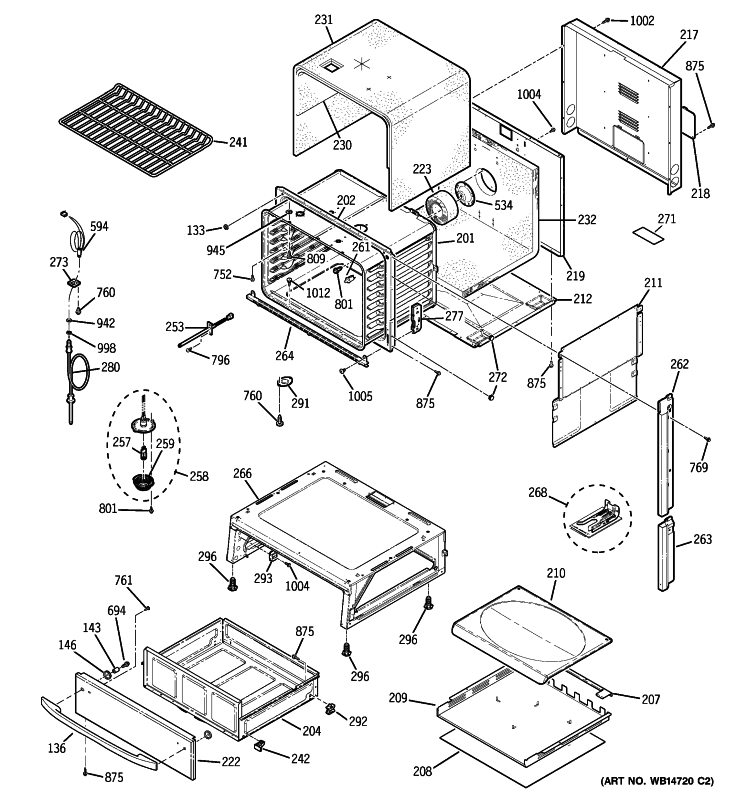 BODY PARTS Diagram and Parts List for PGS975WEM4WW  General Electric Range