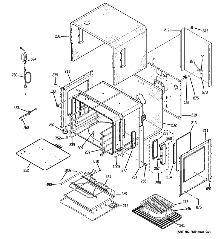 UPPER OVEN Diagram and Parts List for ZET2SM2SS  General Electric Wall Oven