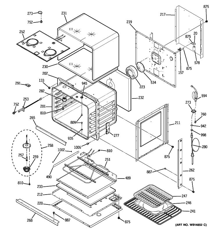 BODY PARTS Diagram and Parts List for ZET938BM2BB  General Electric Wall Oven