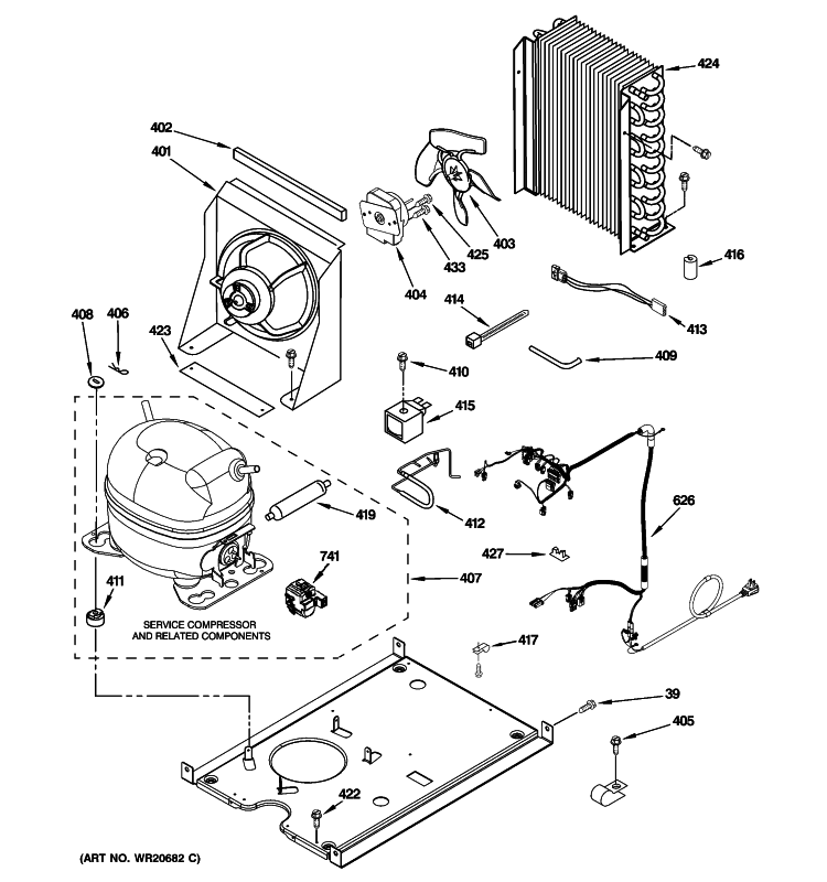 UNIT PARTS Diagram and Parts List for ZDIC150WBBB  General Electric Ice Maker