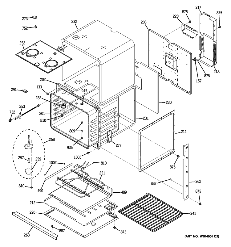 BODY PARTS Diagram and Parts List for JCKP30DP1BB  General Electric Wall Oven