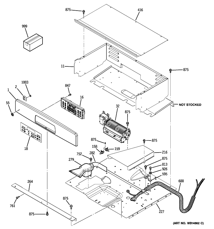 CONTROL PANEL Diagram and Parts List for JKP30DP1CC  General Electric Wall Oven