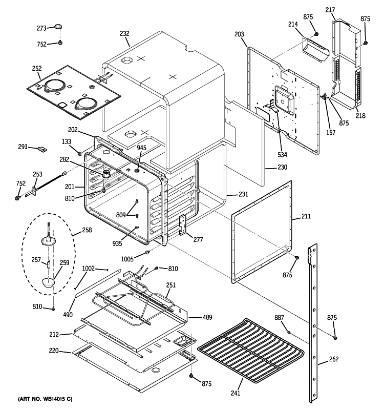 UPPER OVEN Diagram and Parts List for JKP75DP1BB  General Electric Wall Oven